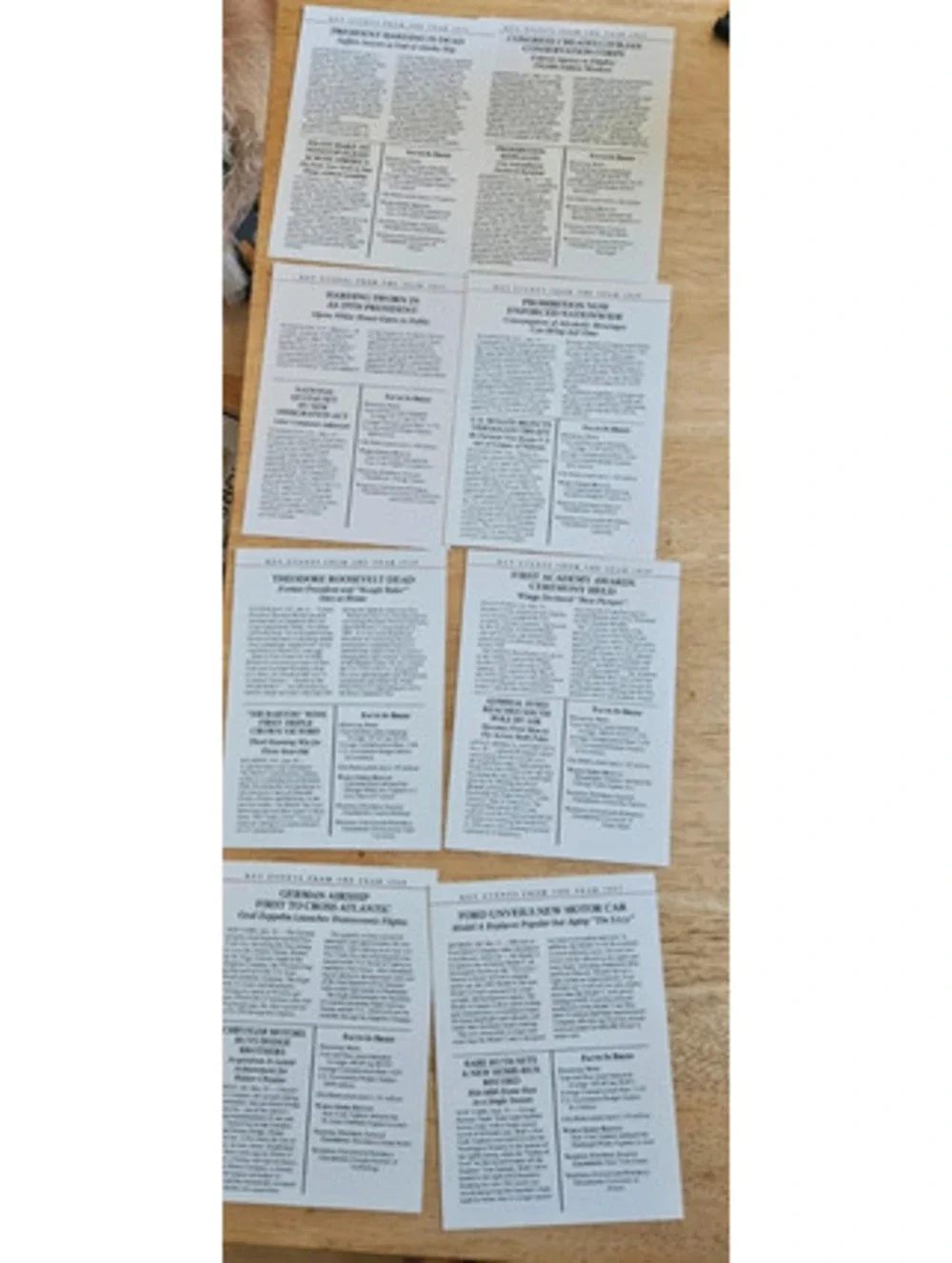 Lot 24 Key Events From the Year News History Cards 1916-1947 Double Sided